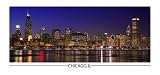 Chicago Skyline Poster At Night - 16 X 34