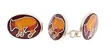 Handmade sterling silver and enamel "Fox" cufflinks with presentation box. Crafted in England.