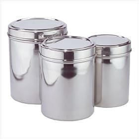 Stainless Steel Kitchen Storage Canisters Set Of Three