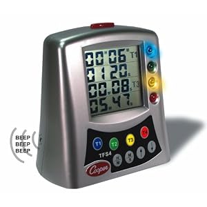 Cooper Atkins TFS4 Timer Large Multi (4) Station Digital w Color-coded LED by