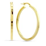 14K Yellow Gold 2.00 mm Flat Tube Hoop Earrings