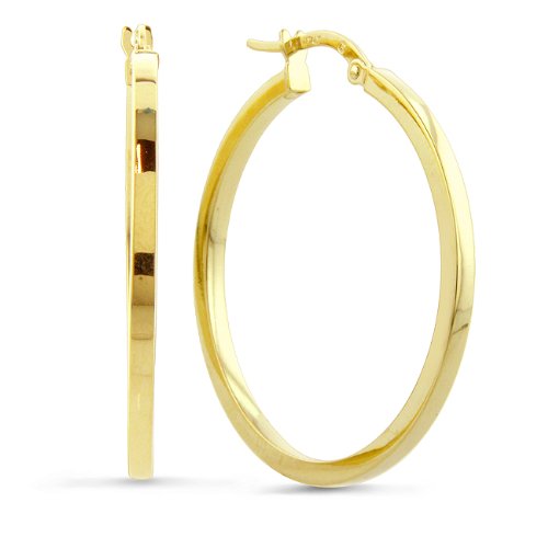 14K Yellow Gold 2.00 mm Flat Tube Hoop Earrings