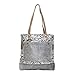 Canvas Womens Tote Bags The Gypsy Upcycled Canvas And Genuine Hair-On Cowhide Leather Tote Bag 17 X 14.5 Inches Grey