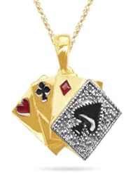 0.02 Cts Diamond Poker Cards Pendant in 14K Yellow Gold