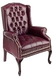 Queen Anne Style Chair 40hx29w Oxblood Vinyl