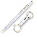 Cross Classic Century Medalist Ball-Point Pen and Matching Key Ring Set In Polished Chrome with 23 Karat Gold Plated Appointments