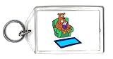 Keychain with bulldog, reading, chair, dog, book