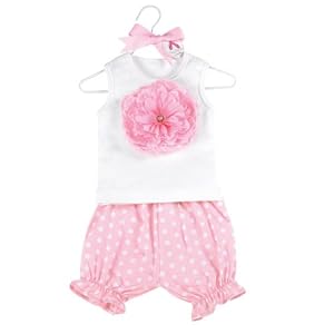 Mud Pie Baby Buds Flower Cotton Tank Top and Bloomer Shorts Set, Pink, 12 - 18 Months