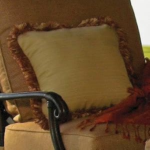 Venice Throw Pillow with Papaya Fringe - Dupione Bamboo - Frontgate, Patio Furniture