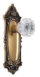 Nostalgic Warehouse BN40-VICCRY-AB Victorian Plate with Crystal Knob Privacy, Antique Brass
