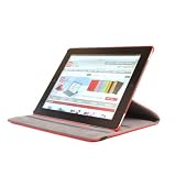 DURAGADGET Housse Etui Rotatif de Luxe en Rouge pour le Nouvel Apple iPad (iPad 3, 3�me g�n�ration, the New iPad) Wi-Fi & Wi-Fi + 4G 16 Go 32 Go 64 Go (sortie 2012) et l'iPad 4 (iPad avec �cran r�tina, 4�me g�n�ration) - vue horizontale ET verticale - Garantie 5 anspar Duragadget