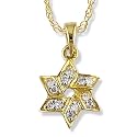 Diamond (.10 ctw) Star of David in 14k Yellow Gold With 16 inch Chain