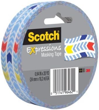 Scotch Expressions Masking Tape, 1-Inch x 20-Yards, Arrows, 6-Rolls/Pack by 3M Office Products