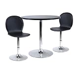 418ZTzCsulL. SL160  3 pc Dining Set with 2 Swivel Chairs in Black and Polished Finish