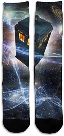 Dr. Who Tardis Police Booth 3 - Custom Elite Style Athletic Sport Socks Crew 18"