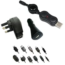 Ex-Pro Navman Travel Kit - Car Adapter, Mains Adapter, RETRACTABLE - USB Cable Lead Charger 3 in 1 - Charge at home, in-Car and connection to PC suitable for iCN 510, iCN 520, iCN 530, iCN 610, iCN 630, iCN 635, iCN 650, iCN F20, iCN F30, iCN F40, iCN F50, iCN N20, iCN N40, iCN N60i, iCN S30, iCN S50, iCN S70, iCN S90, iCN S90i