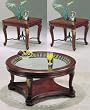 3 PIECE CHERRY TABLES W/ GOLD TRIM
