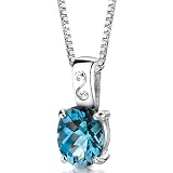 Spring Dream: Sterling Silver 3.00 carats Oval Shape London Blue Topaz Pendant with 18 inch Silver Necklace