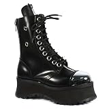 10 Eyelet S T Blk Leather Calf Boot (Black Leather;Mens 10) by Unknown