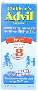 Children's Advil Ibuprofen Fever Reducer/Pain Reliever Oral Suspension, Blue Raspberry, 4-Ounce Bottles (Pack of 3)