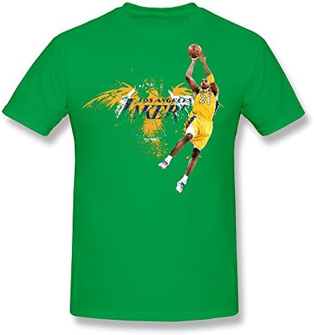 AHOO Men's Tee Los Angeles Lakers Kobe Bryant 24 Black Manba ForestGreen Size XS