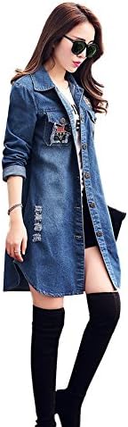 iRachel Womens Long Sleeve Blue Denim Shirt Fashion Outerwear Jacket Top Blouse