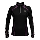 Mizuno Women's Breath Thermo 1/2 Zip Size: XL, Color: Black/Wine