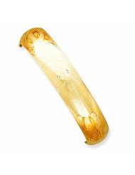 14K Gold 13/16 Oversize Florentine Engraved Hinged Bangle Bracelet