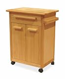 Winsome 82027 Beech Beechwood KITCHEN CART ONE DRAWER CABINET FOR STORAGE WITH ONE SHELF