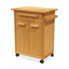 Winsome 82027 Beech Beechwood KITCHEN CART ONE DRAWER CABINET FOR STORAGE WITH ONE SHELF by Canon