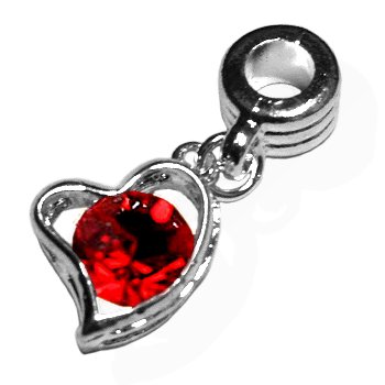 Image #2 of Hanging silver heart bead with stunning