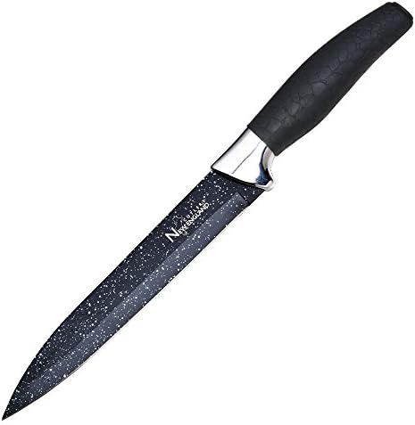New England Cutlery Marble Finish Slicing Knife, 8", Black