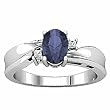 14K White Gold Iolite and Diamond Ring