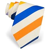 Wide Stripe Extra Long Tie by Brent Morgan Prep - Ivory Silk