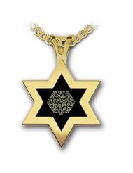 Star of David Necklace with 72 Names Imprinted in 24kt Gold on Onyx Stone