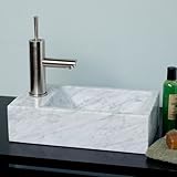 IMAGE OF Rectangular Polished Marble Vessel Sink with Faucet Deck - Polished Carrara