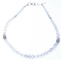 Female Gifts Silver Rosequartz Chain Necklace Amulet 19 inches (gnklc250)