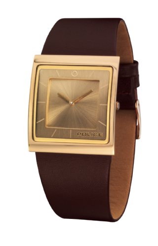 Police Elegant Goldtone Unisex Skyline Leather Strap Watch-PL-10849MSG 06