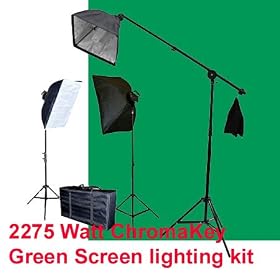 ePhoto 2275 Watt Digital Photography Video HUGH 10x24ft Chromakey Green Screen Continuous Softbox Lighting set with BOOM STAND KIT + Carrying Case by ePhotoINC VL9026SB+10x24G