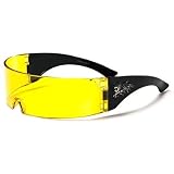 Choppers Black Yellow Lens Dj Robo Cop Visor Sunglasses