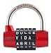 Wordlock PL-030-RD 5-Letter Combination Spanish Language Padlock, Red