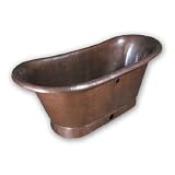 Houzer HW-RUS1 Hammerwerks Rustique Double Slipper Bath Tub in Copper