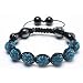 Bling Jewelry Hematite Blue Turquoise Swarovski Crystal Bead Shamballa Bracelet 12mm