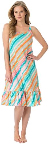 Dreams & Co. Women's Plus Size Knit Chemise (Multi Stripe,1X)