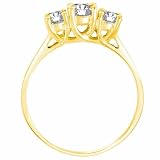 14K Yellow Gold 3 Three Stone Round Brilliant Diamond Ring (1 cttw, GH/I1) 418ZvIngD7L. SL160 14K Yellow Gold 3 Three Stone Round Brilliant Diamond Ring (1 cttw, GH/I1)