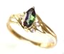 Beautiful SOLID 10k Gold Genuine Mystic Topaz Marquise Cut Ring with CZ Accents - Comes Gift Boxed!, 6.75