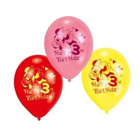 Minnie Mouse Happy 3rd Birthday 9" Latex Balloons x 6
