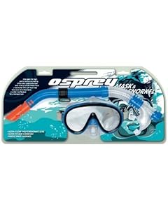 OSPREY ADULTS MASK & SNORKEL SET SNORKELLING SWIMMING DIVING ULTRA CLEAR (Blue)
