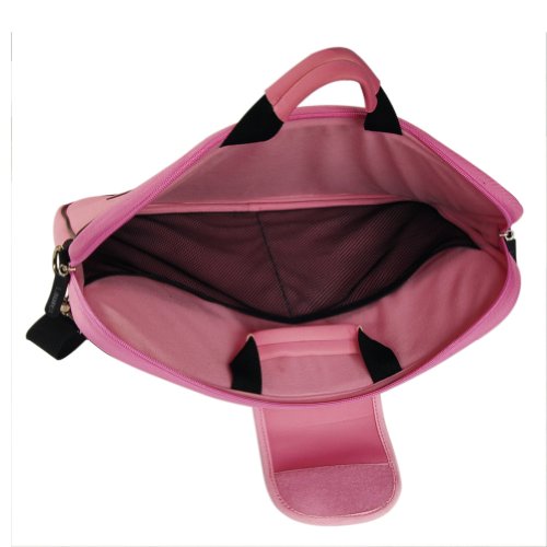 Laurex 15.6-Inch Laptop/Notebook Sleeve Case Bag with Handle and Shoulder Strap - Pink Stamp