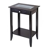 Nightstand with Frosted Glass, End, Side Table, Drawer